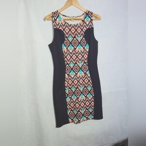 Urban Rose Slimming XL Geometric Patterned Sleeveless Dress 36 In Long